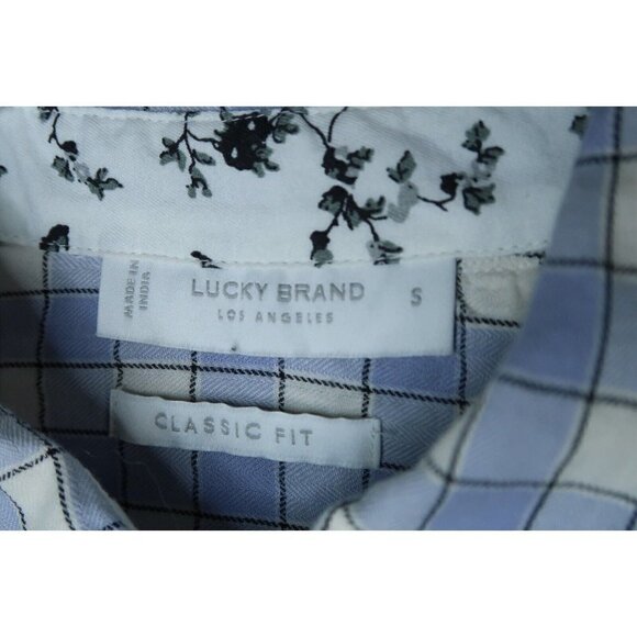 Lucky Brand Button Up Flannel Shirt Men's Small Blue White Plaid Long Sleeves - Picture 7 of 9